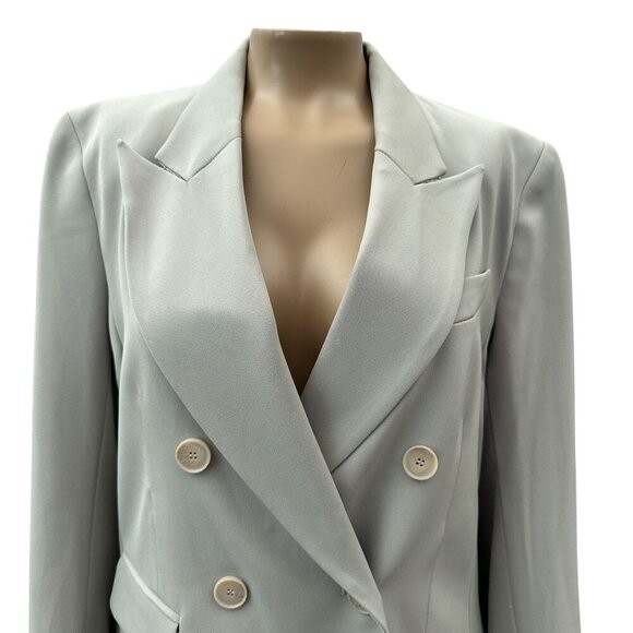 H&M Womens Blazer Jacket Career Long Sleeve Double-Breasted Pockets Light Gray S - Picture 13 of 13